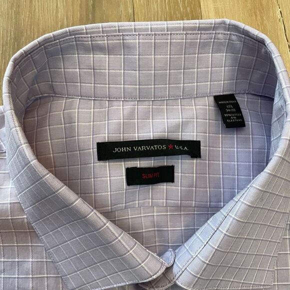 John Varvatos USA Men’s Purple Checkered Slim Fit Button Up Shirt Size XL NWT - Picture 2 of 8